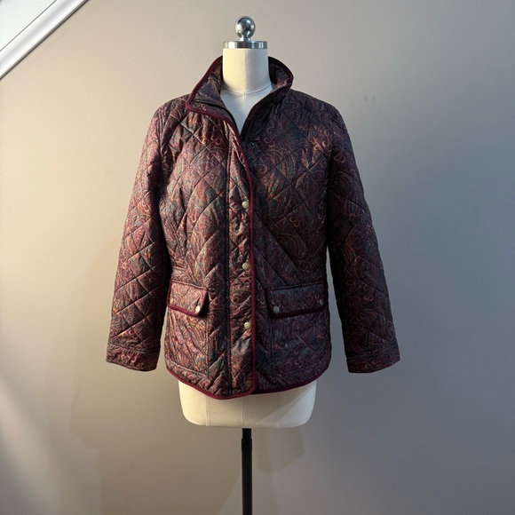Talbots Jackets & Blazers - Talbots Paisley Quilted Puffer Jacket - Deep Red